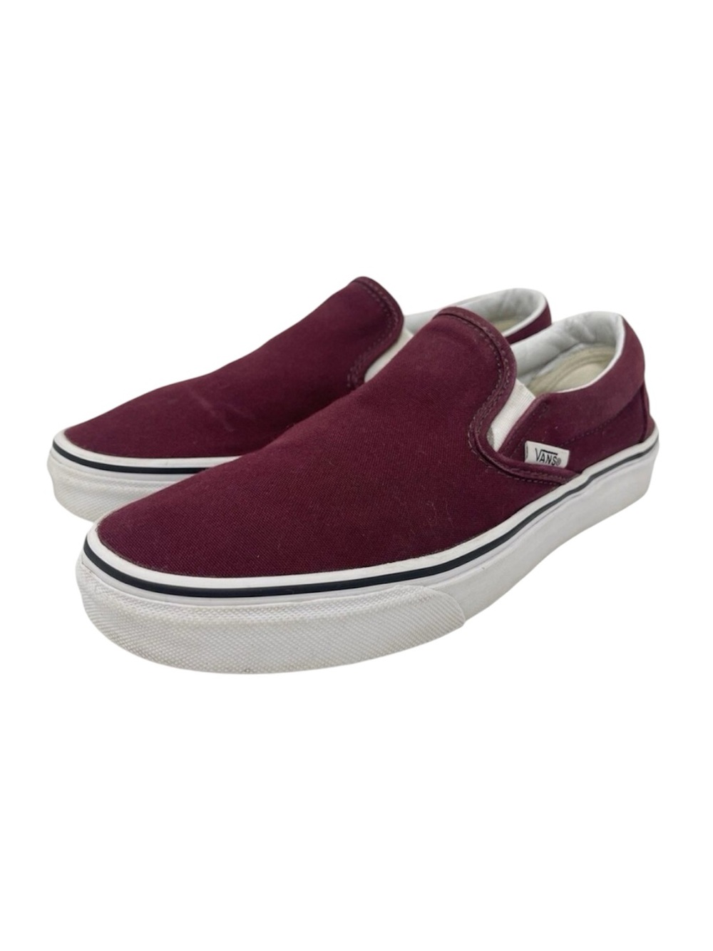 Vans Burgundy Red Canvas Sneakers Womens Size 8 Slip On Shoes Everyday